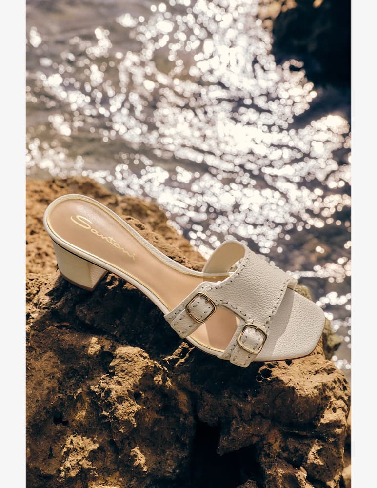 rinascente Santoni White leather low-heel Didi sandal