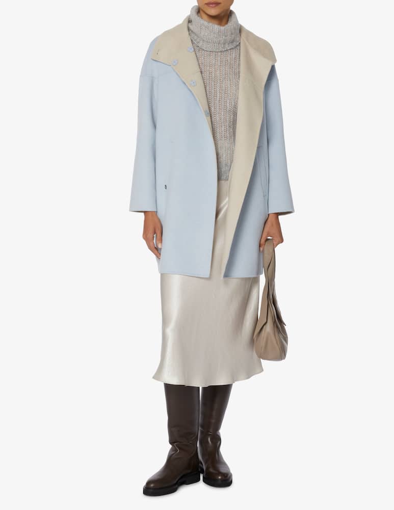 rinascente Manila Grace Egg shaped coat in wool blend - White