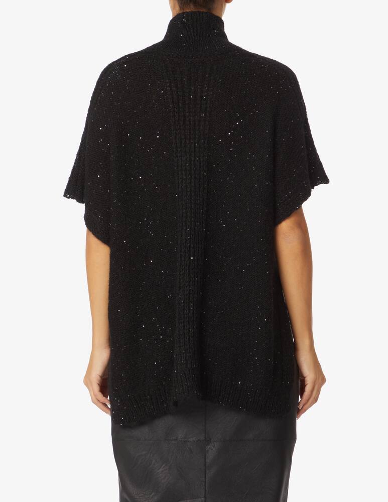 rinascente Manila Grace Poncho in maglia con paillettes - Nero