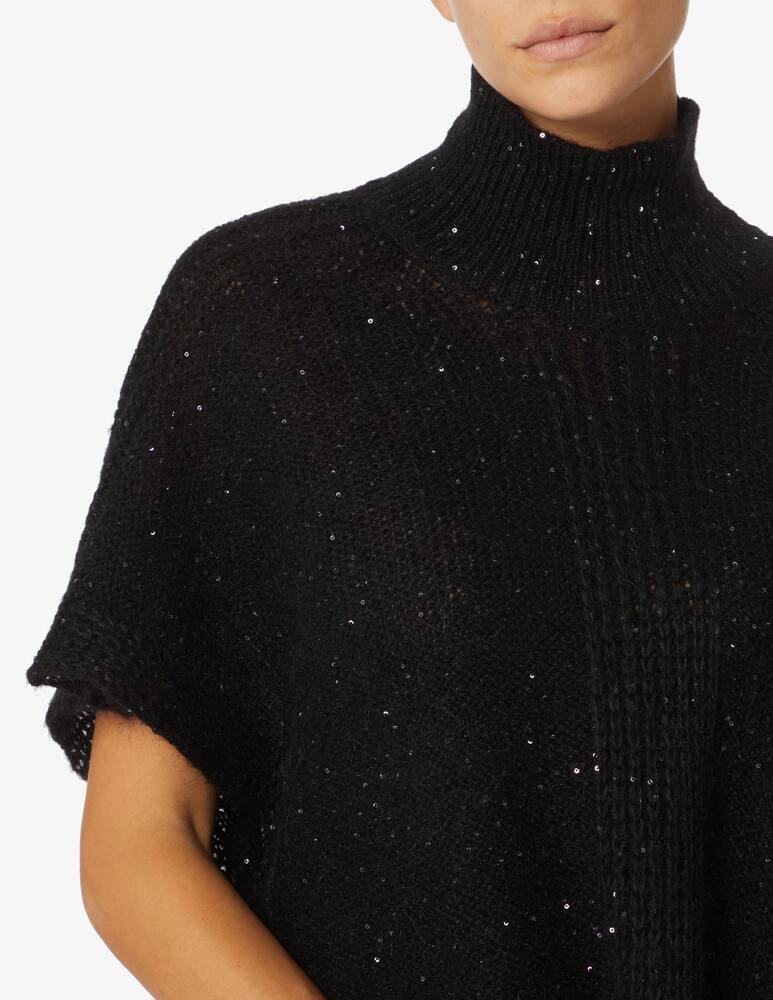 rinascente Manila Grace Poncho in maglia con paillettes - Nero