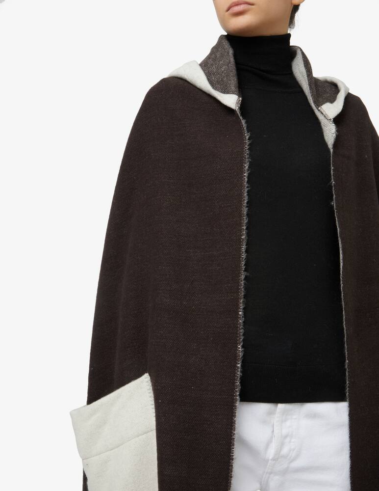 Manila Grace Poncho con cappuccio - Marrone - immagine 3 Manila Grace Poncho con cappuccio - Marrone - immagine 3