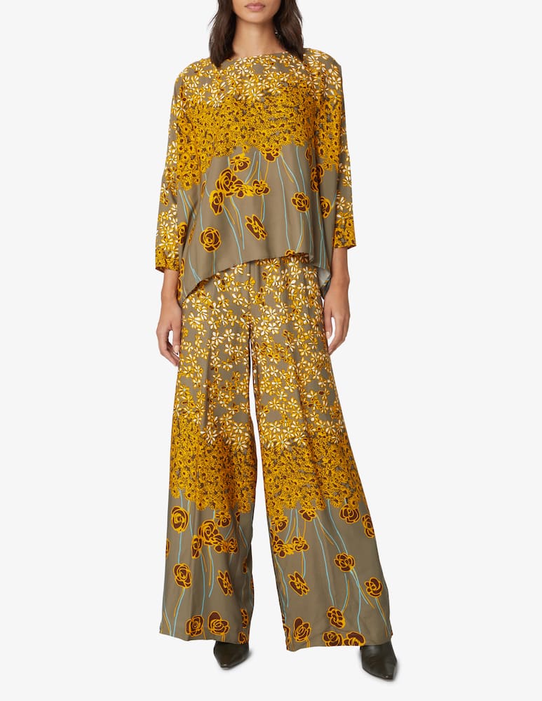 Manila Grace Viscose palazzo trousers - Yellow - picture 1 Manila Grace Viscose palazzo trousers - Yellow - picture 1
