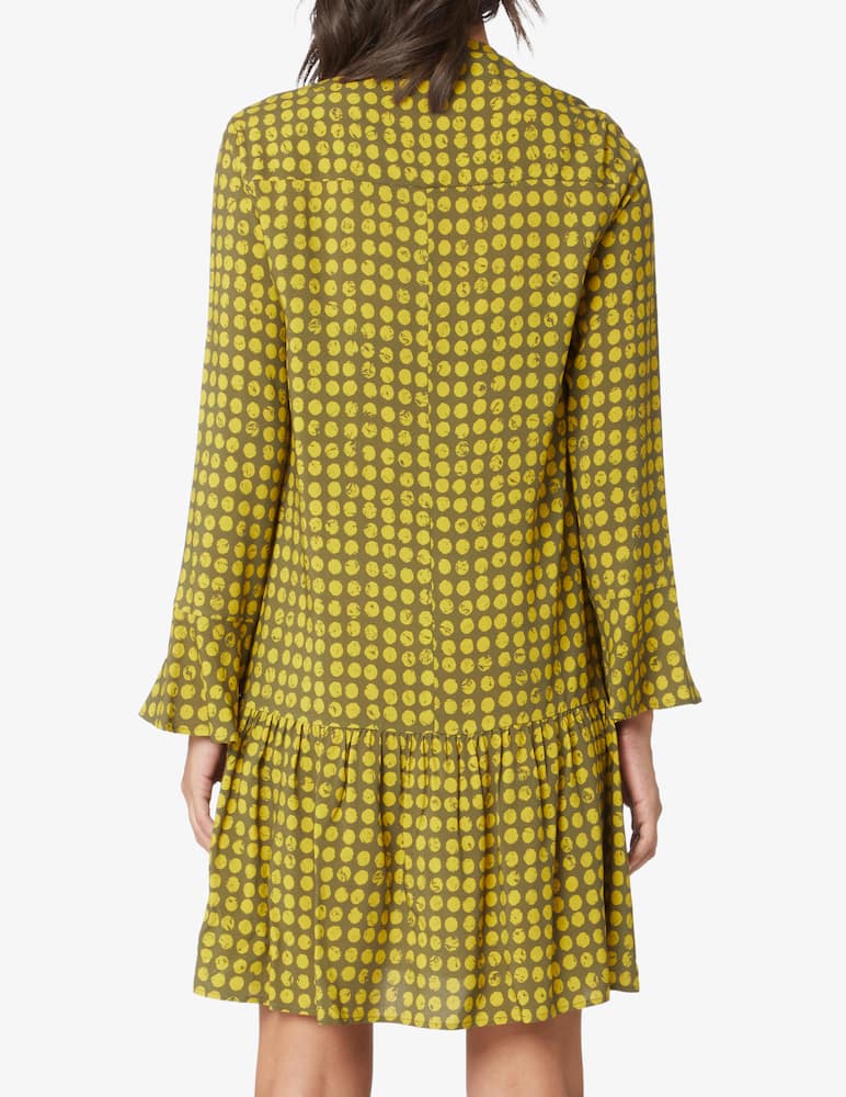 rinascente Manila Grace Abito in viscosa con maniche lunghe e balza - Giallo