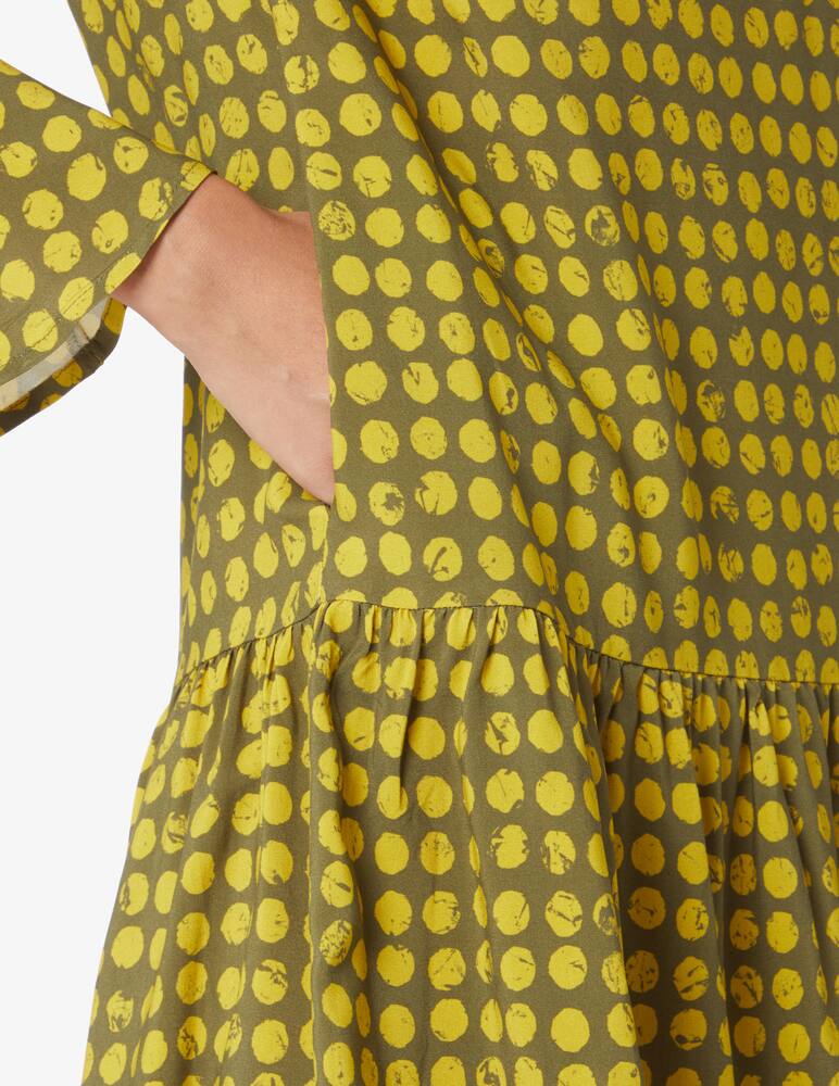 rinascente Manila Grace Abito in viscosa con maniche lunghe e balza - Giallo