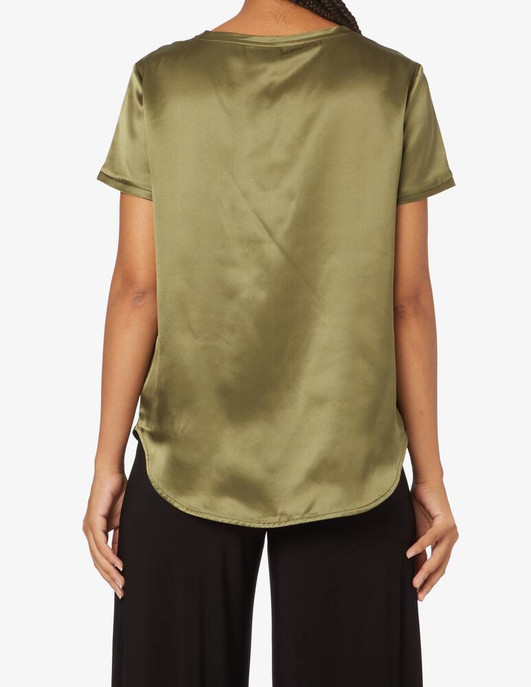 rinascente Manila Grace Silk blouse with short sleeves - Olive