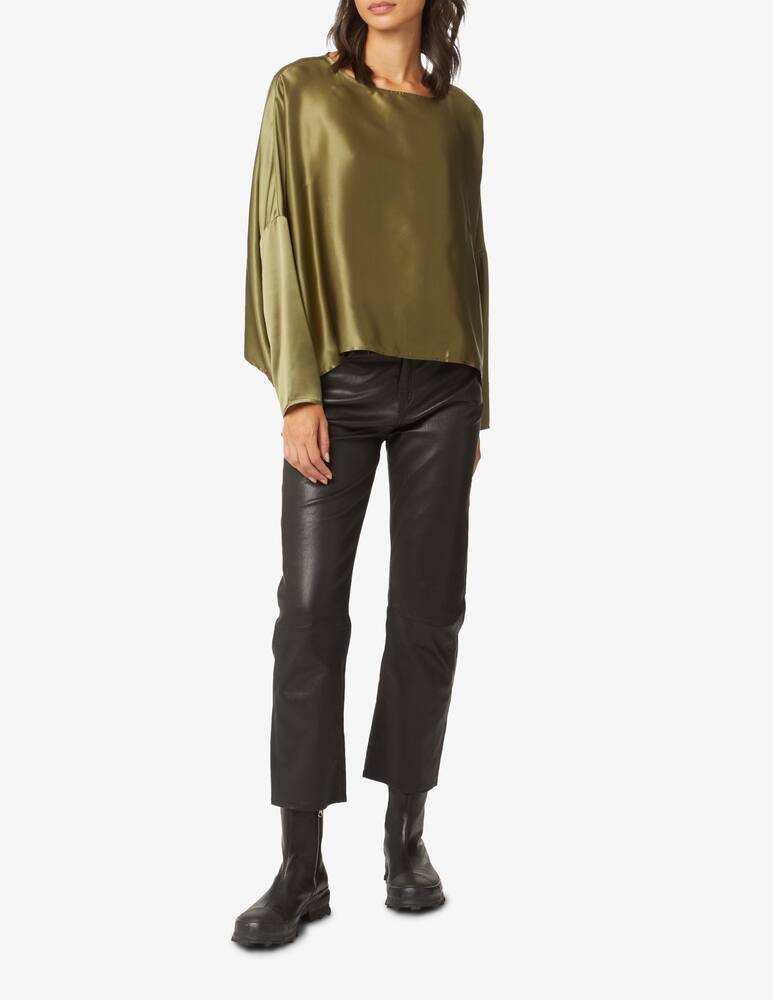 rinascente Manila Grace Scatoletta silk long sleeves blouse - Olive