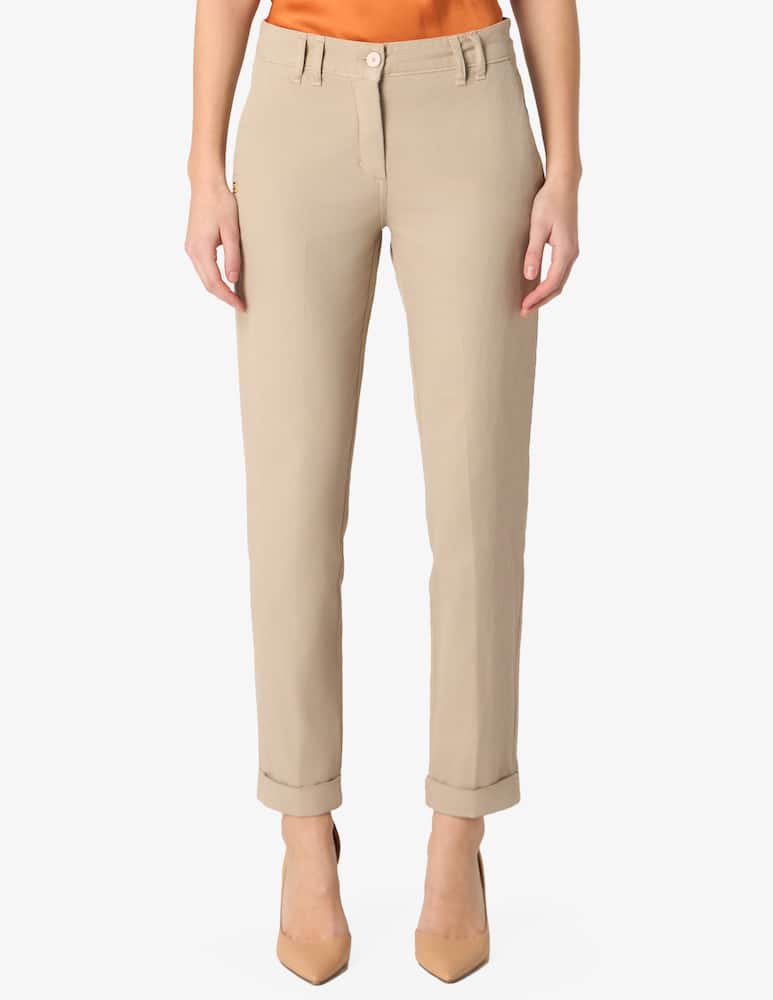 Manila Grace Pantaloni slim-fit in misto lino - immagine 1