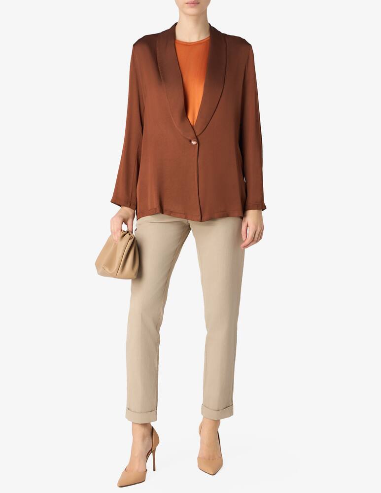 Manila Grace Pantaloni slim-fit in misto lino - immagine 2