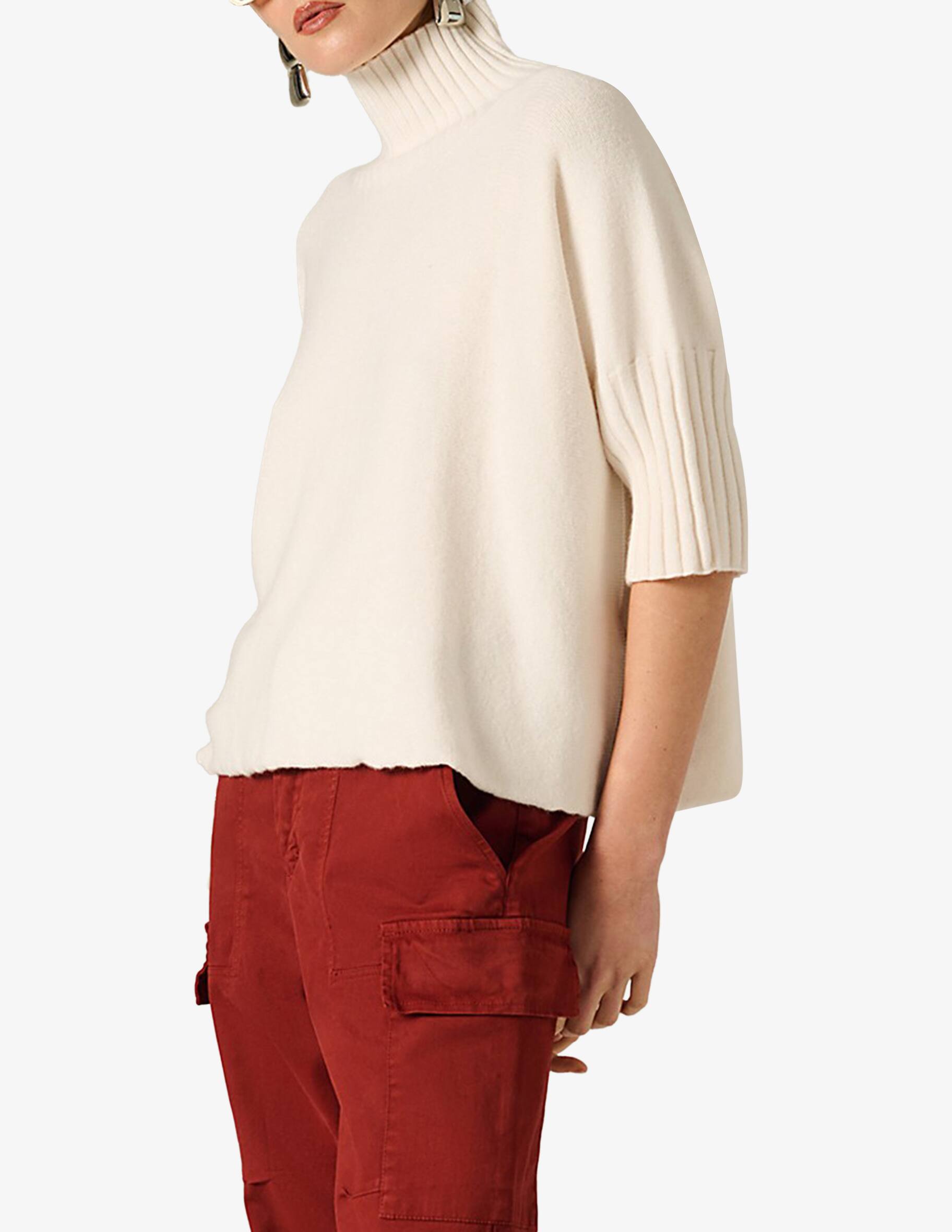 Pull grosse maille femme ajouré orange - Carpediem Dressing