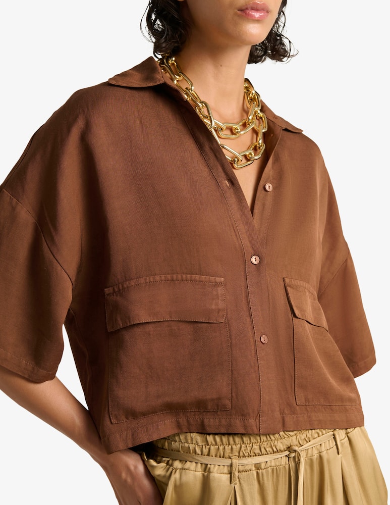 rinascente Manila Grace Short sleeve utility blouse