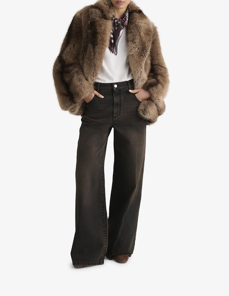Manila Grace Faux fur rever coat - picture 2 Manila Grace Faux fur rever coat - picture 2
