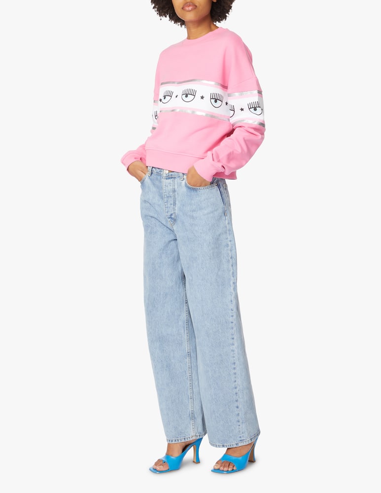 rinascente Chiara Ferragni Felpa girocollo maxi Logo Mania - rosa