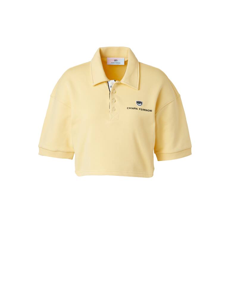rinascente Chiara Ferragni Polo crop con logo - giallo