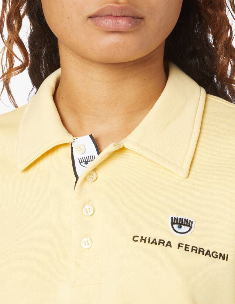 rinascente Chiara Ferragni Polo crop con logo - giallo