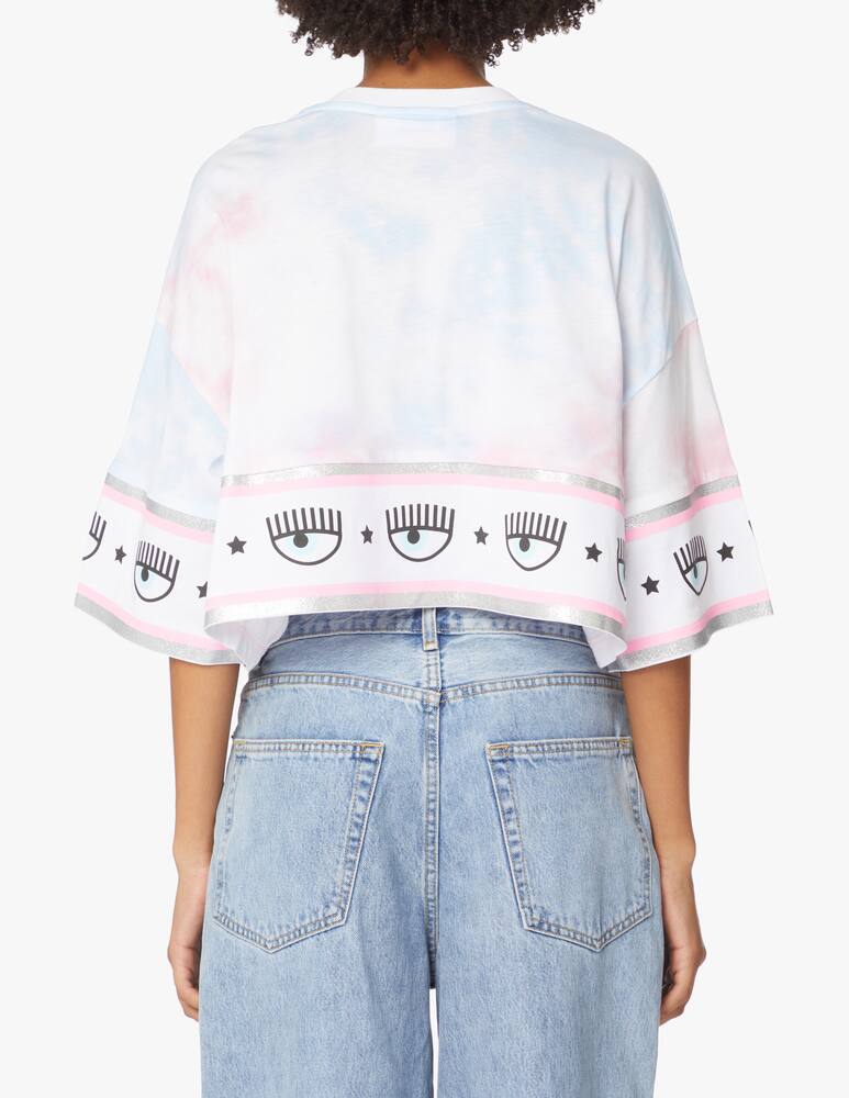 rinascente Chiara Ferragni Logo Mania cropped oversize tyedye t-shirt - white