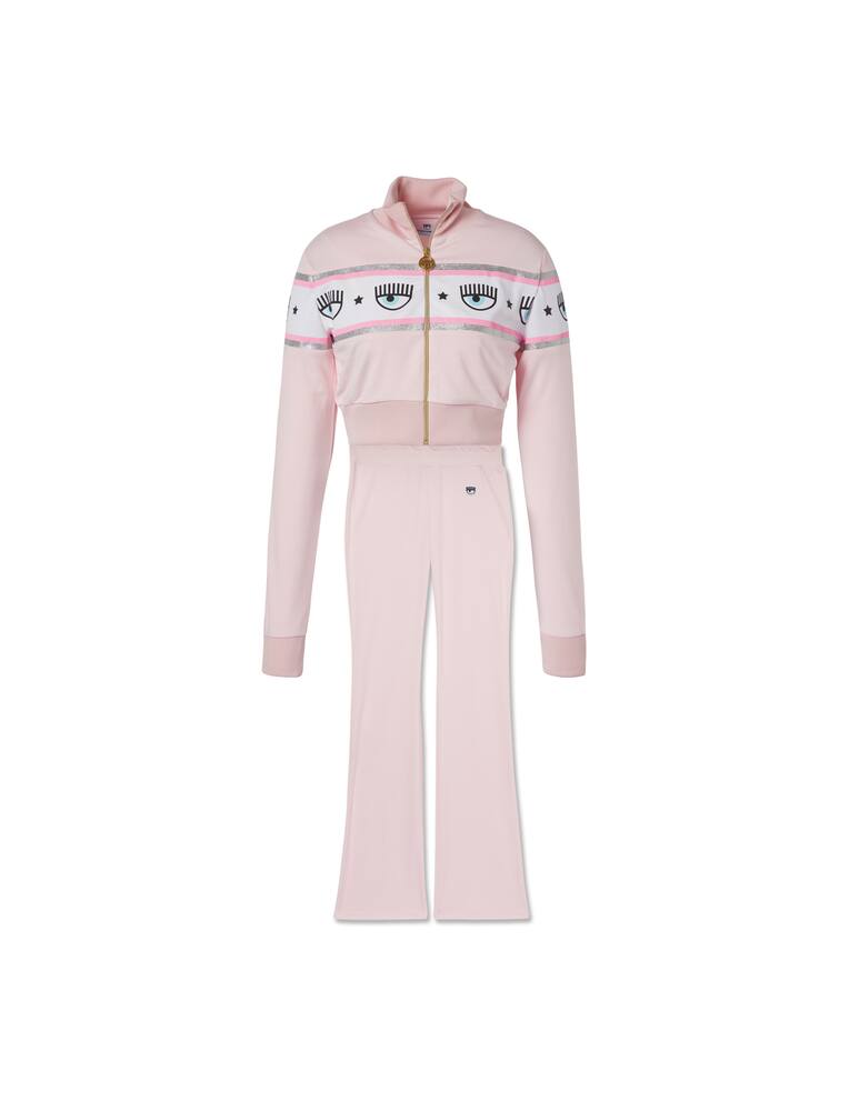 rinascente Chiara Ferragni Set fullzip felpa con pantaloni tuta maxi Logo Mania - rosa