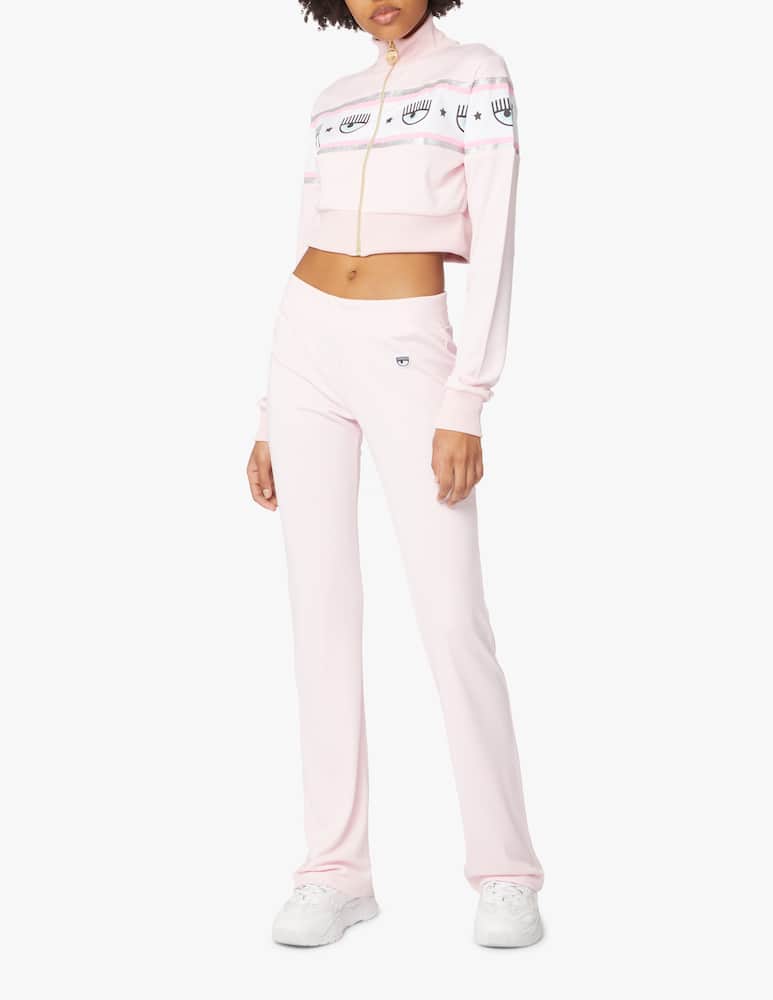 rinascente Chiara Ferragni Set fullzip felpa con pantaloni tuta maxi Logo Mania - rosa