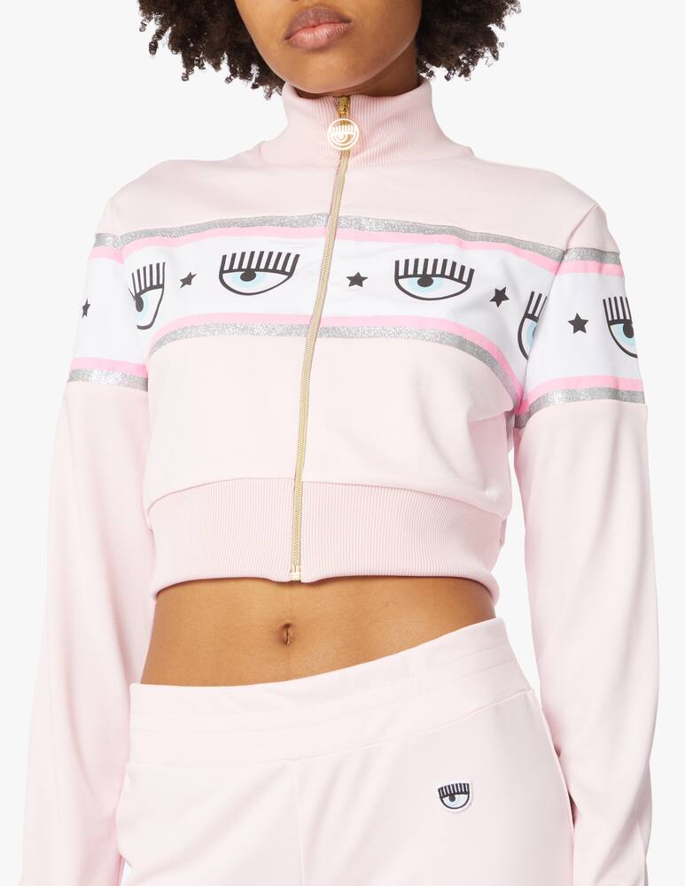 rinascente Chiara Ferragni Set fullzip felpa con pantaloni tuta maxi Logo Mania - rosa