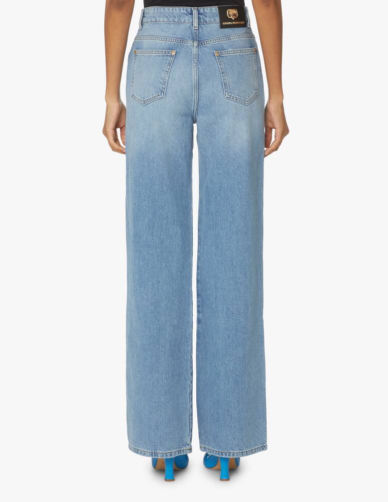rinascente Chiara Ferragni Relaxed straight high-waisted jeans with tears - blue