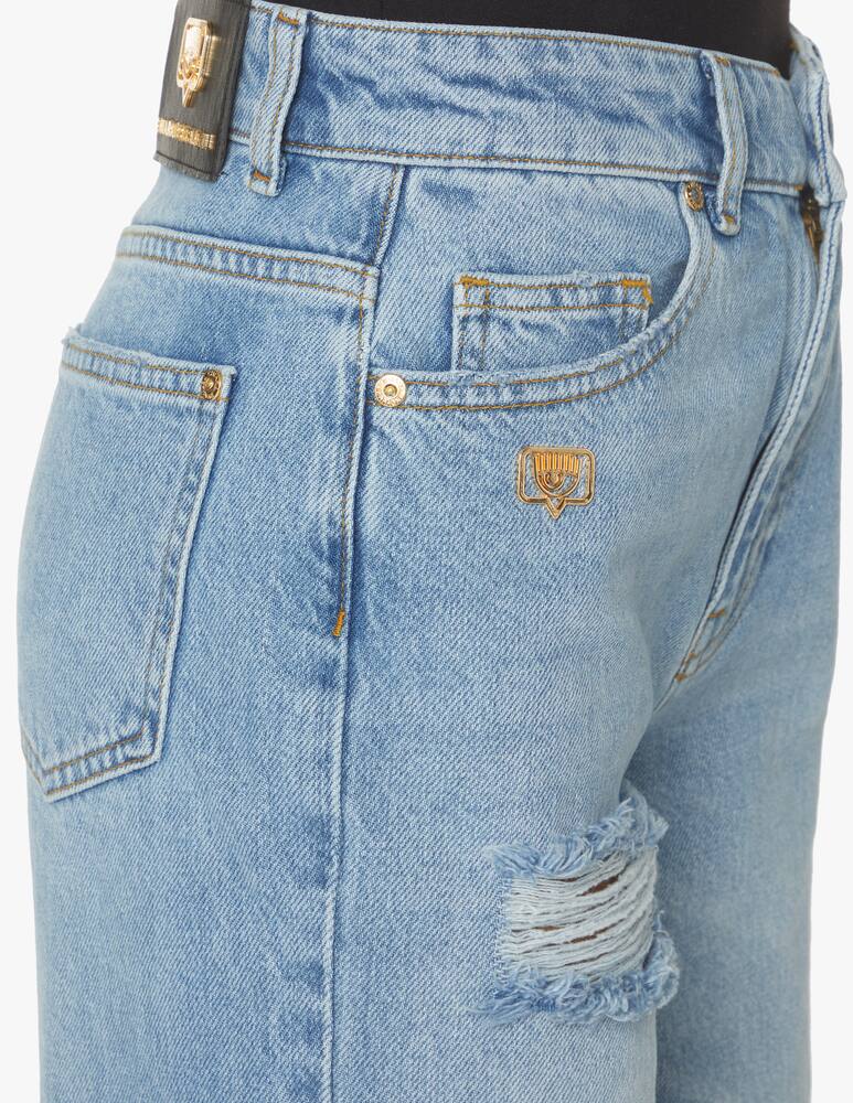 rinascente Chiara Ferragni Relaxed straight high-waisted jeans with tears - blue