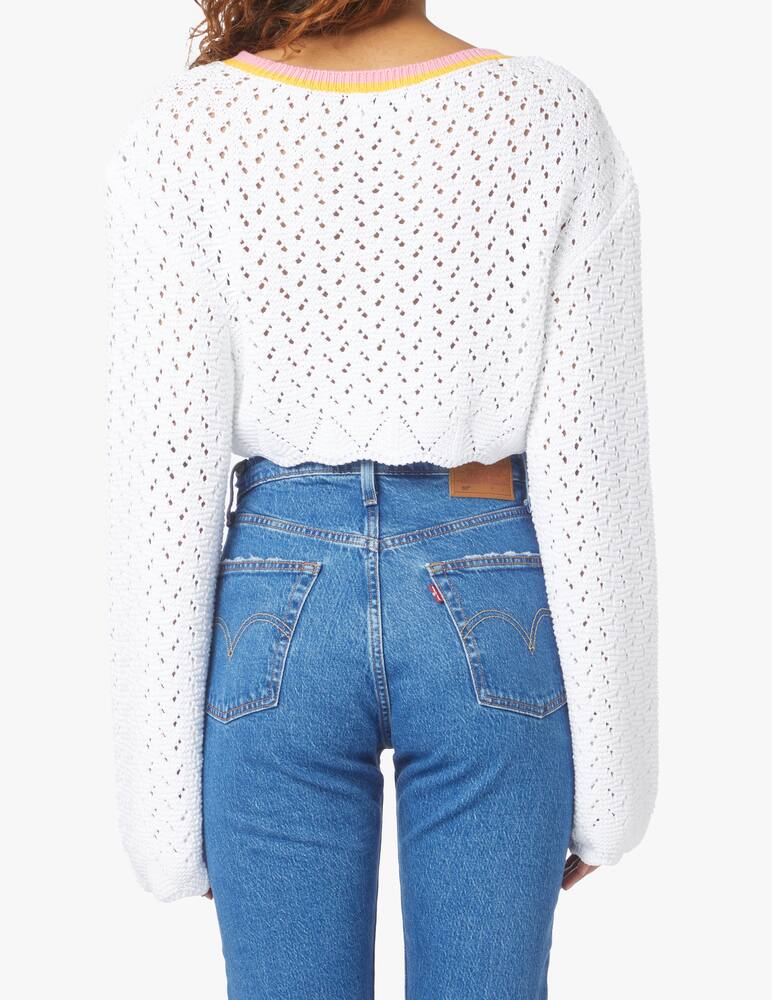 rinascente Chiara Ferragni Crochet crop long sleeved top with pocket - white