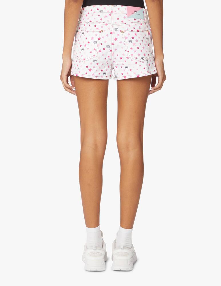 rinascente Chiara Ferragni Short di jeans con stelle e arcobaleno - bianco