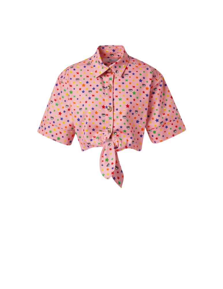 rinascente Chiara Ferragni Cropped shirt with knot stars rainbow - pink
