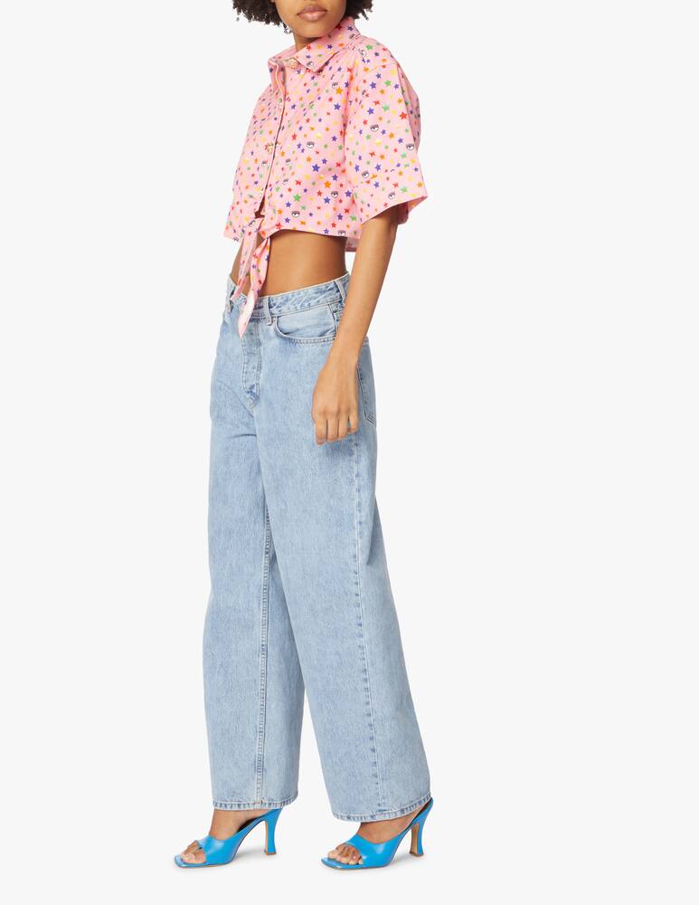 rinascente Chiara Ferragni Cropped shirt with knot stars rainbow - pink