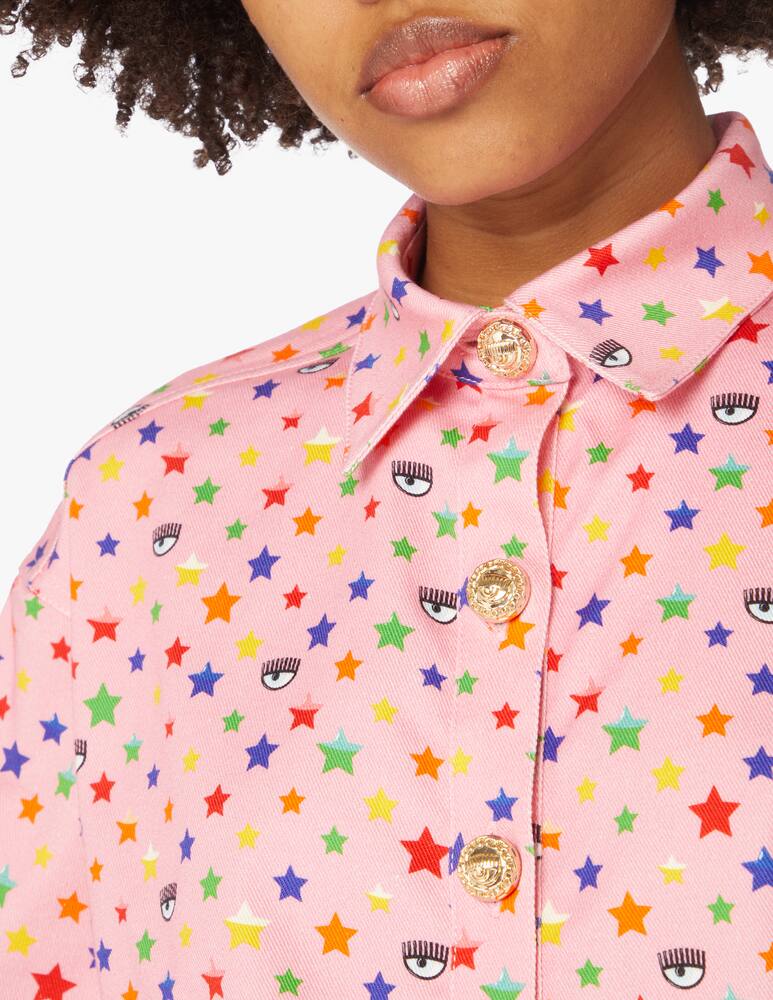 rinascente Chiara Ferragni Cropped shirt with knot stars rainbow - pink