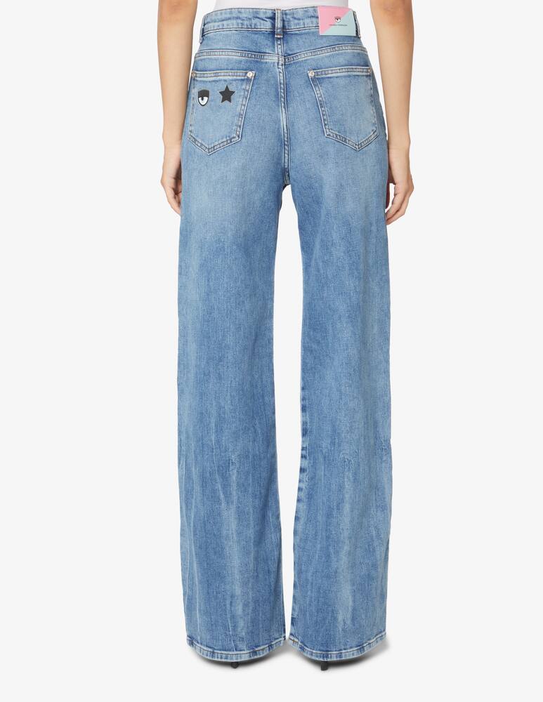 rinascente Chiara Ferragni Pantaloni palazzo 5 tasche a vita alta in cotone - Blu