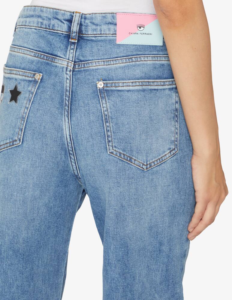 rinascente Chiara Ferragni Pantaloni palazzo 5 tasche a vita alta in cotone - Blu