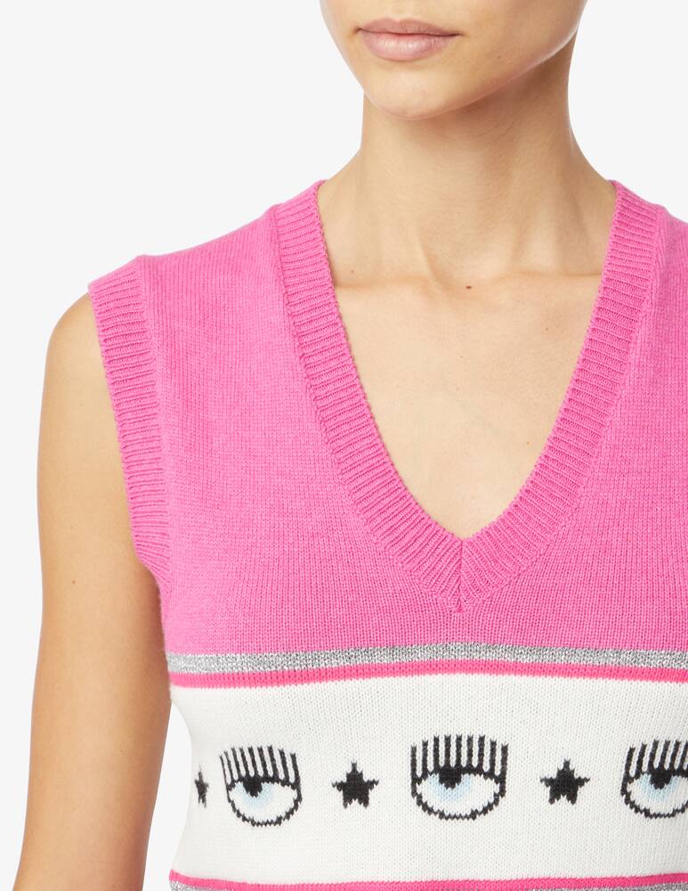 rinascente Chiara Ferragni Maxilogomania wool blend knitted vest - Pink