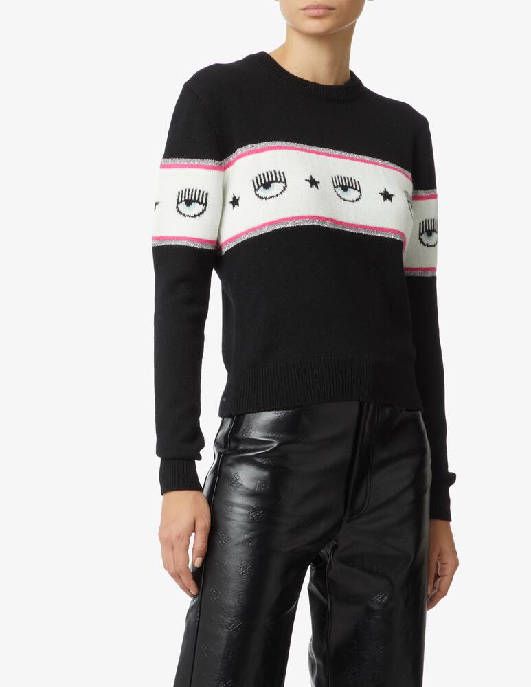 rinascente Chiara Ferragni Maxilogomania wool blend knitted vest - Black