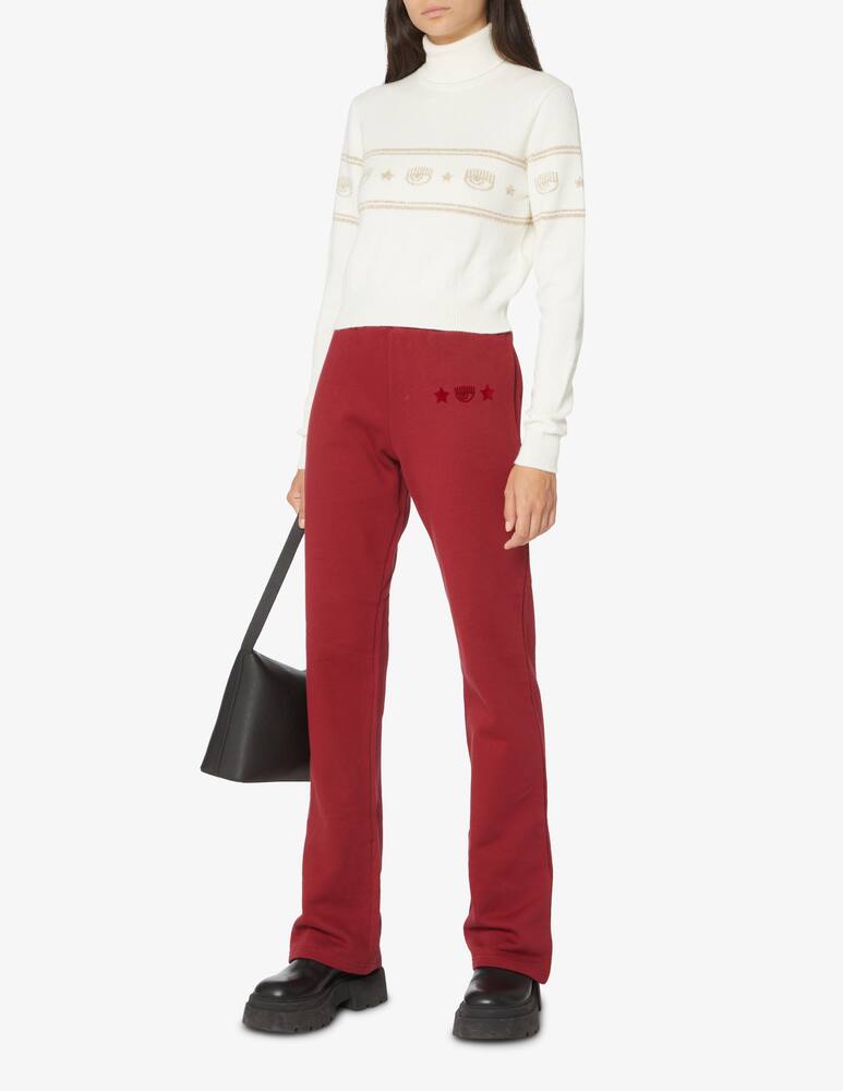 rinascente Chiara Ferragni Maglia crop lurex a collo alto in misto lana Maxilogo - Bianco