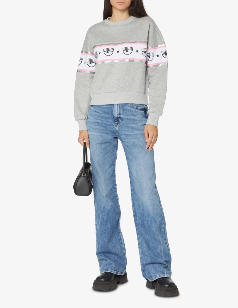 rinascente Chiara Ferragni Felpa girocollo in cotone Maxilogomania - Grigio