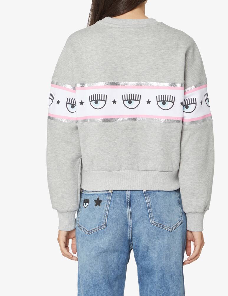 rinascente Chiara Ferragni Felpa girocollo in cotone Maxilogomania - Grigio