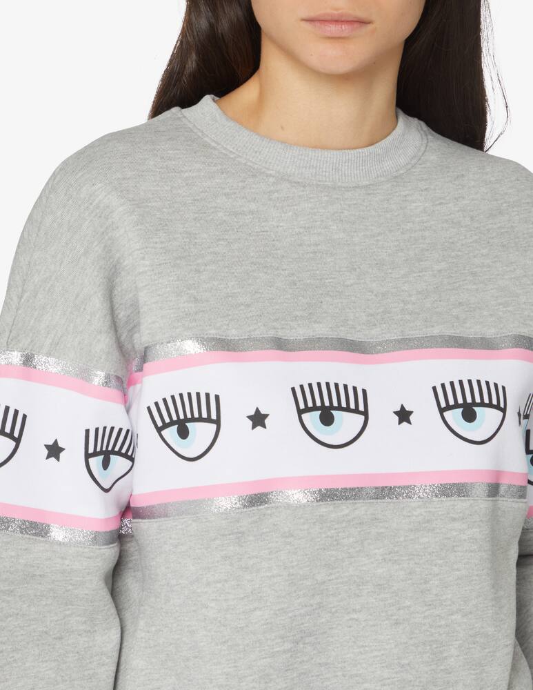rinascente Chiara Ferragni Felpa girocollo in cotone Maxilogomania - Grigio
