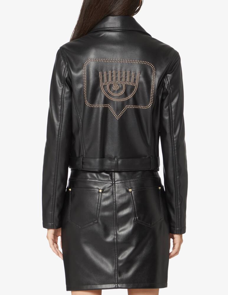 Chiara Ferragni Eyestuds leather biker jacket - Black - picture 3 Chiara Ferragni Eyestuds leather biker jacket - Black - picture 3