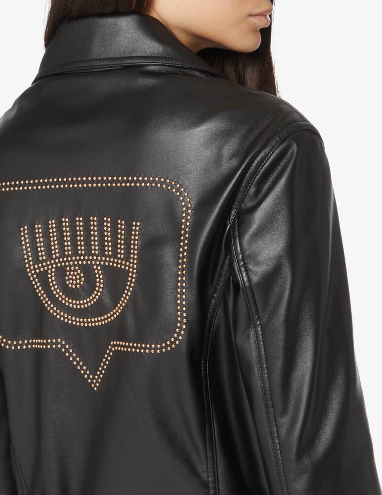 Chiara Ferragni Eyestuds leather biker jacket - Black - picture 4 Chiara Ferragni Eyestuds leather biker jacket - Black - picture 4