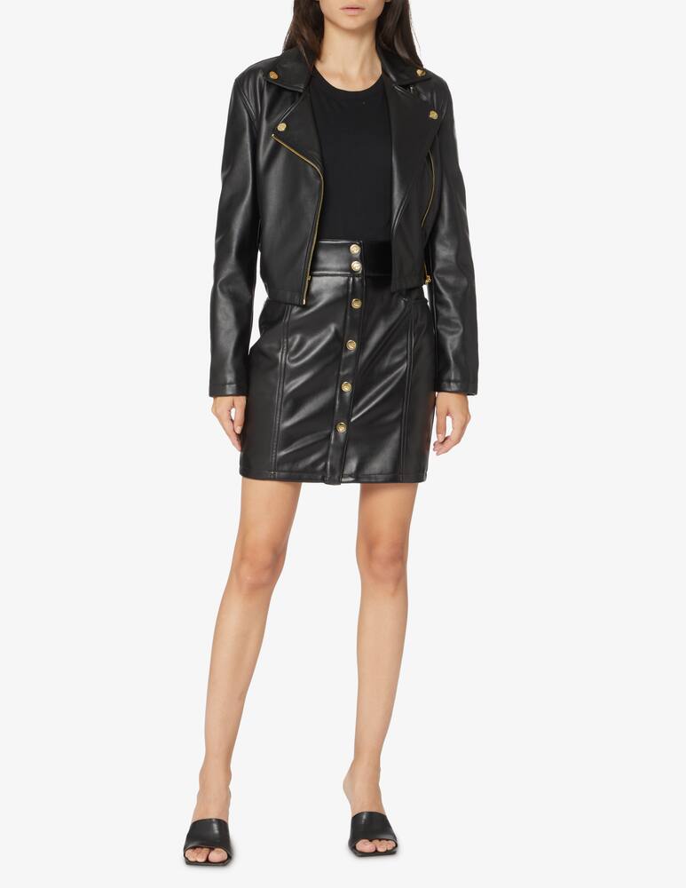 rinascente Chiara Ferragni Gonna mini in pelle con bottoni - Nero