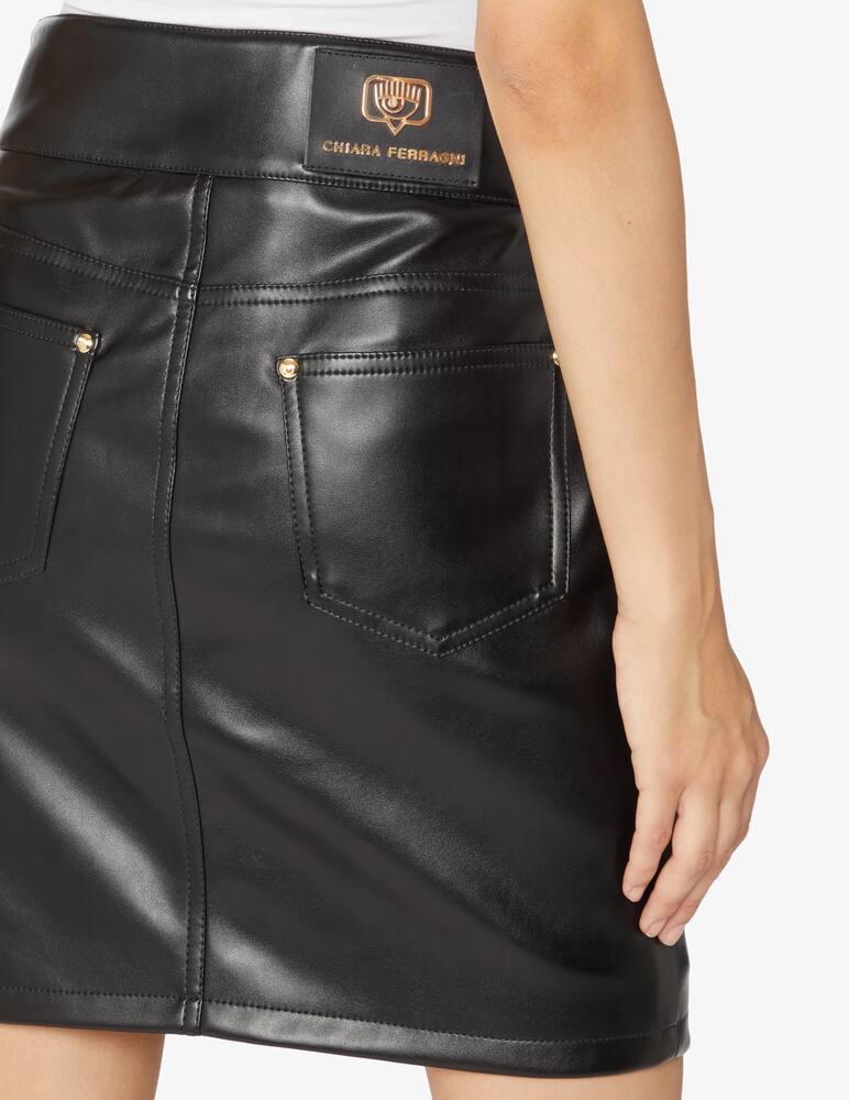 rinascente Chiara Ferragni Gonna mini in pelle con bottoni - Nero