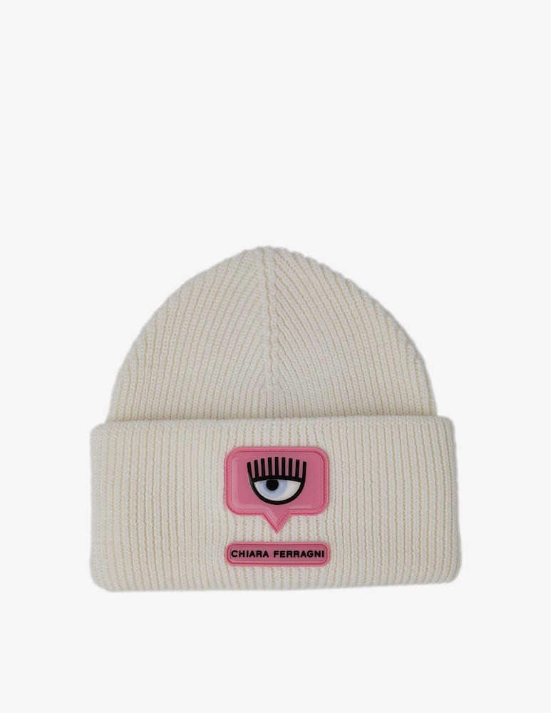 rinascente Chiara Ferragni Eye tag beanie - White