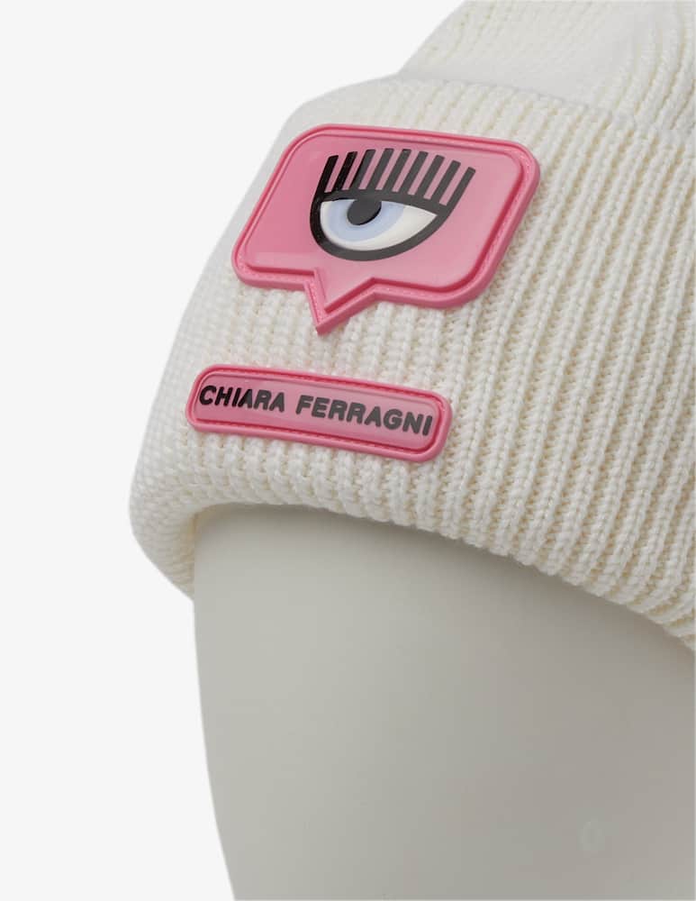 rinascente Chiara Ferragni Eye tag beanie - White
