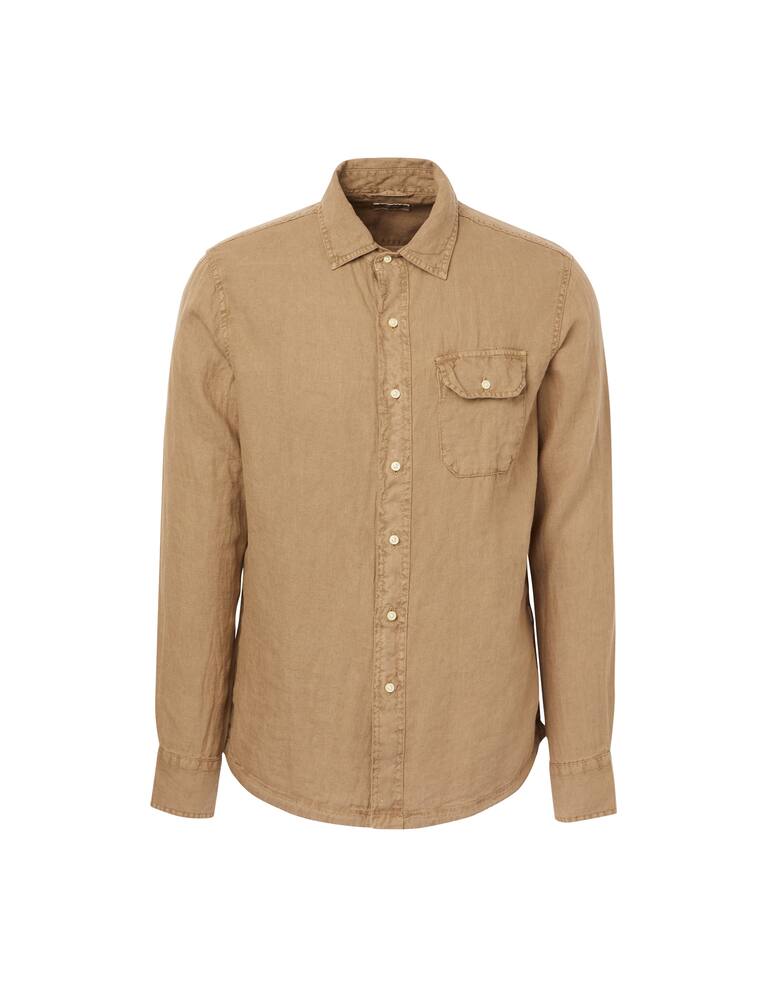 rinascente Replay Camicia manica lunga lino - marrone