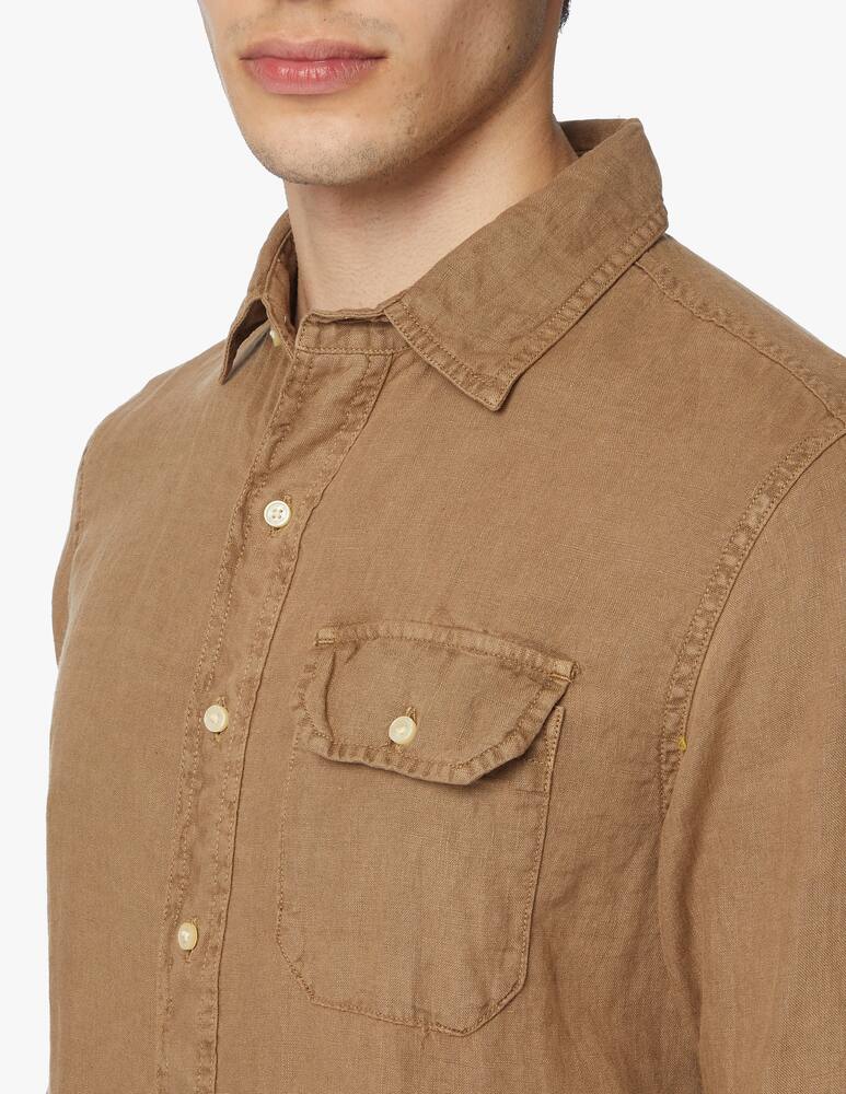 rinascente Replay Camicia manica lunga lino - marrone