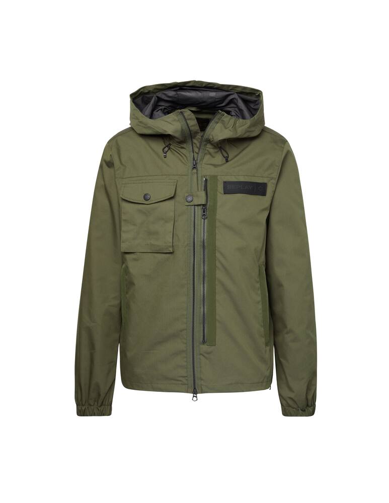 rinascente Replay Giacca con cappuccio in cotone oxford nylon - verde
