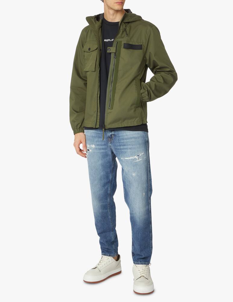 rinascente Replay Giacca con cappuccio in cotone oxford nylon - verde