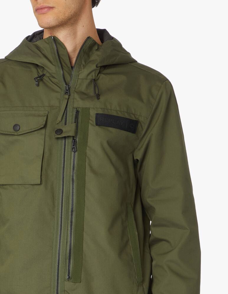 rinascente Replay Giacca con cappuccio in cotone oxford nylon - verde