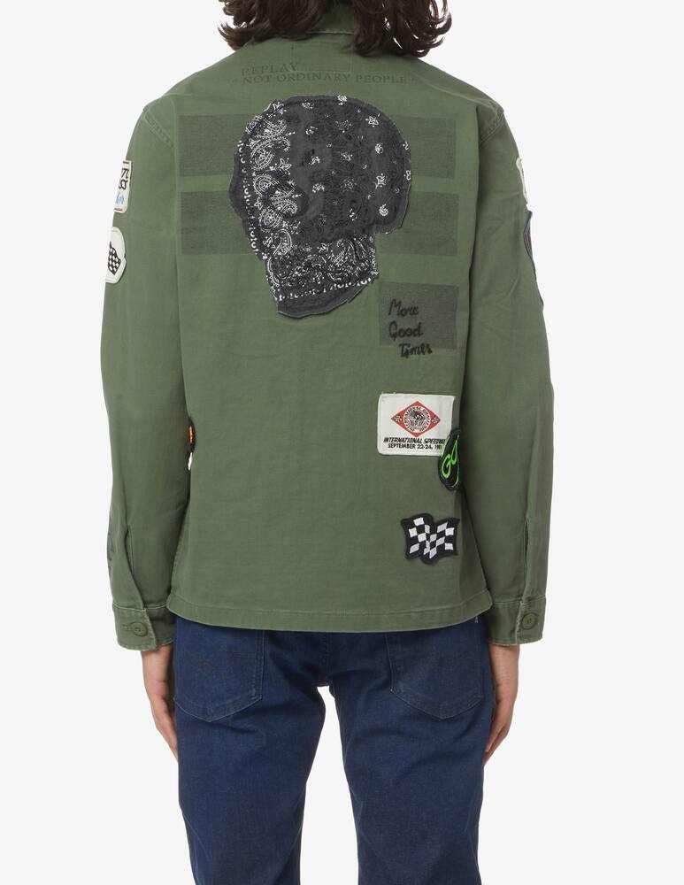 rinascente Replay Giacca overshirt in cotone satinato - verde