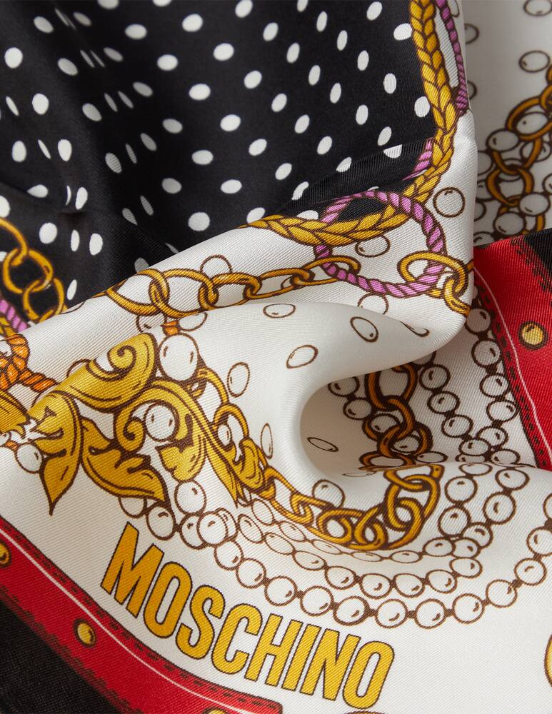 rinascente Moschino 68x68 crepe bear chain scarf